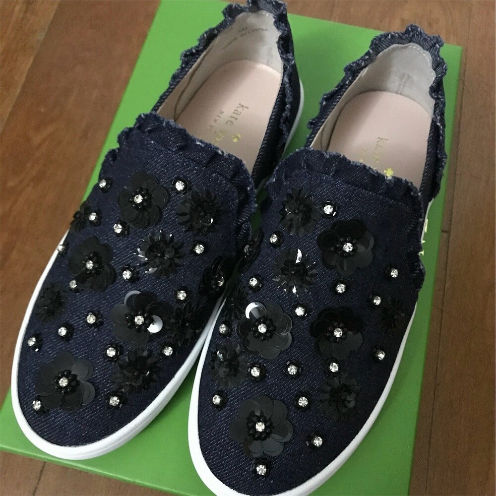 Kate Spade New York Louise Womens Slip-On Sneakers Floral Embellished Size 6